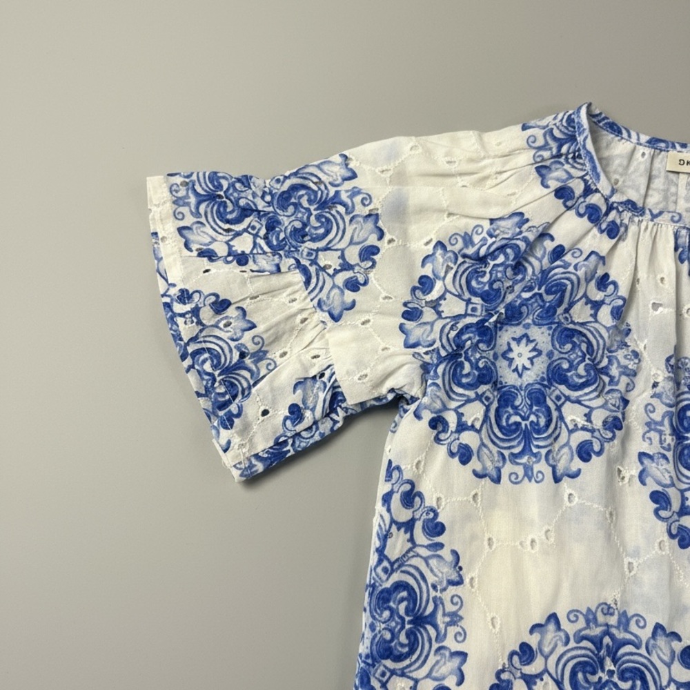 Janie and Jack Girl Blue & White Medallion Top New with Tags Size 18 - 24 months - Picture 5 of 9